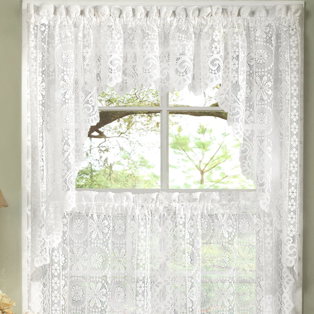 Bansal Damask Scalloped 58" Swag Curtain